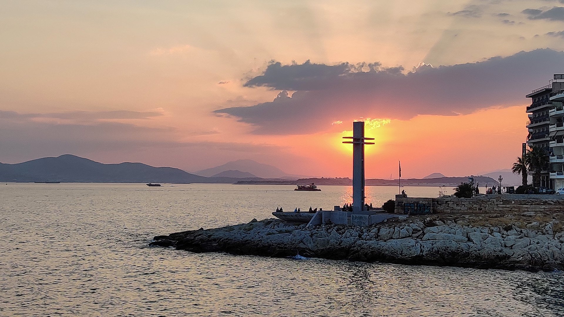 Peiraiki Coastal Sunset Walk at Piraeus, Greece